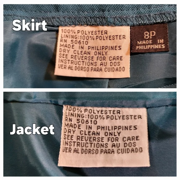Vintage Teal Green Classic LE SUIT Pencil Skirt Suit - Size 8P - Picture 7 of 7